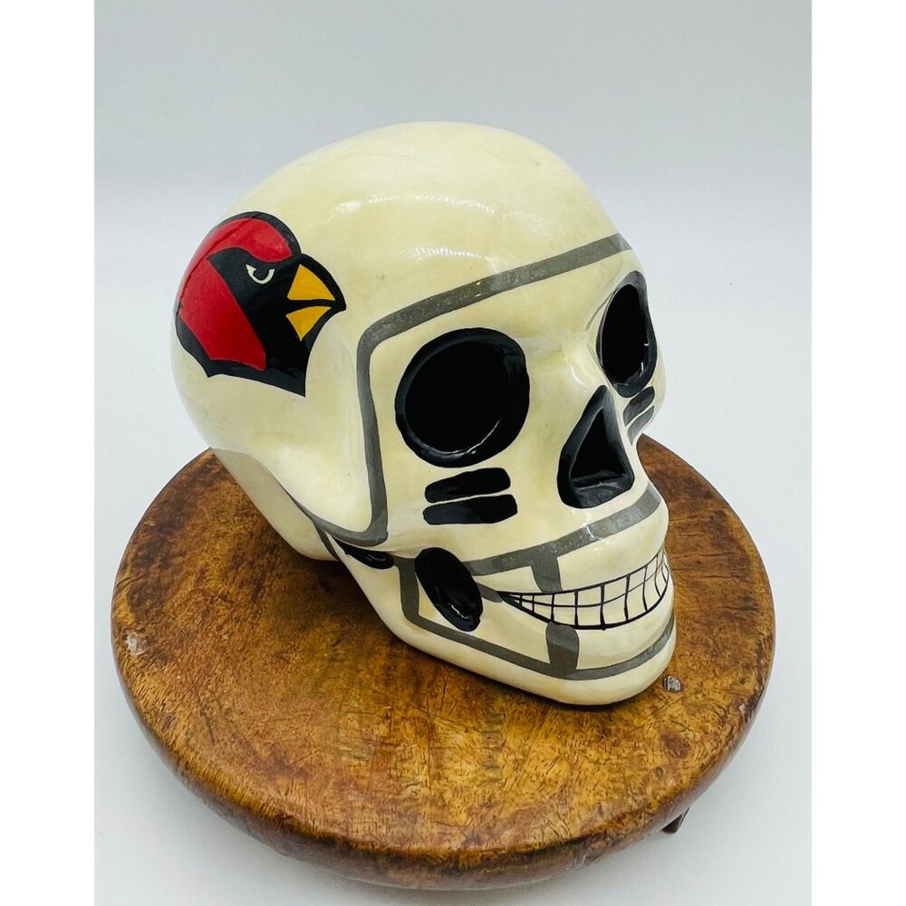 Arizona Cardinals, Hand crafted/painted ceramic skull, clay skulls, skull, calav